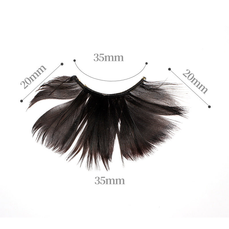 Dorisue Feather Eyelashes Black — Dramatic Gothic Petal Fan False Lashes for Dark Themed Weddings, Cosplay, Burlesque, Theatrical Events, Halloween Reusable (Black) P1