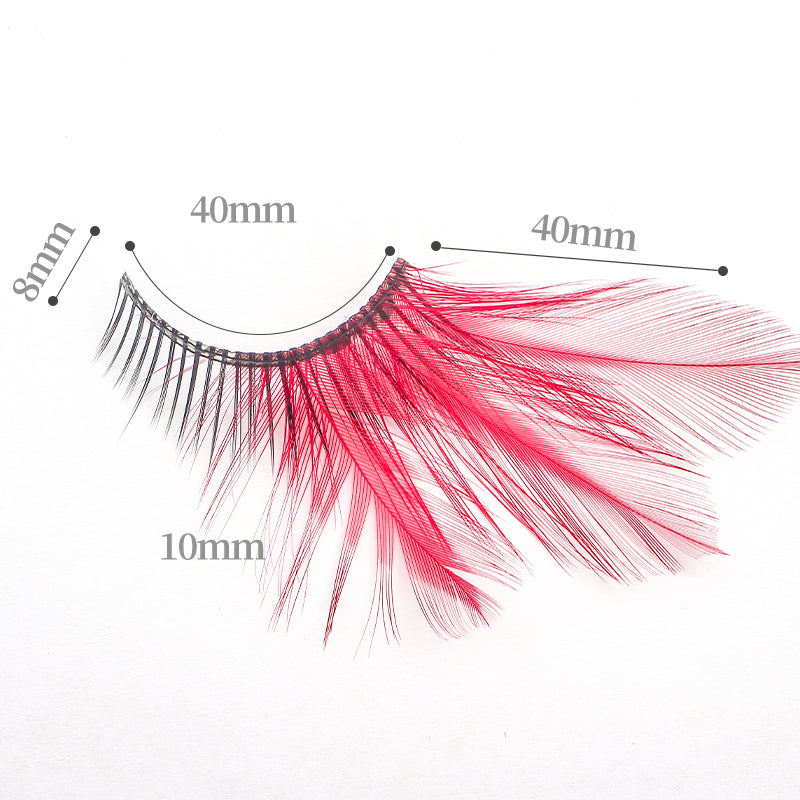 Dorisue Sexy Red feather lashes Red Flaire Halloween eyelashes Long Extra extension false eye Makeup Party Queen lover one pair P11