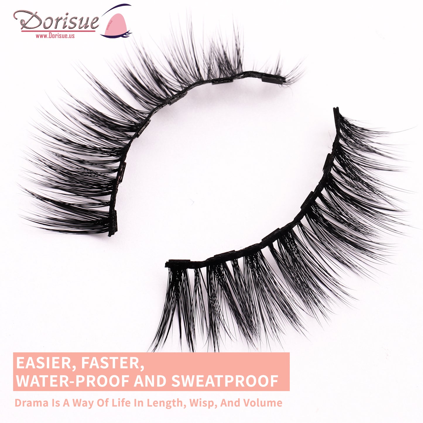 Dorisue Magnetic Wispy Eyelashes Cat Eye Mink Lashes with A Wide Awake Look Reusable 40+ Flare shape Hight Quality magnetic lashes
