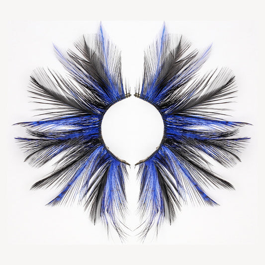 Dorisue Halloween eyelashes Double Lip Black with Blue Big Extra Long Feather eyelashes Long and Thick Exaggerated False Eyelashes Extension for Women Girls Cosplay Fancy Ball Halloween (Blue) P23