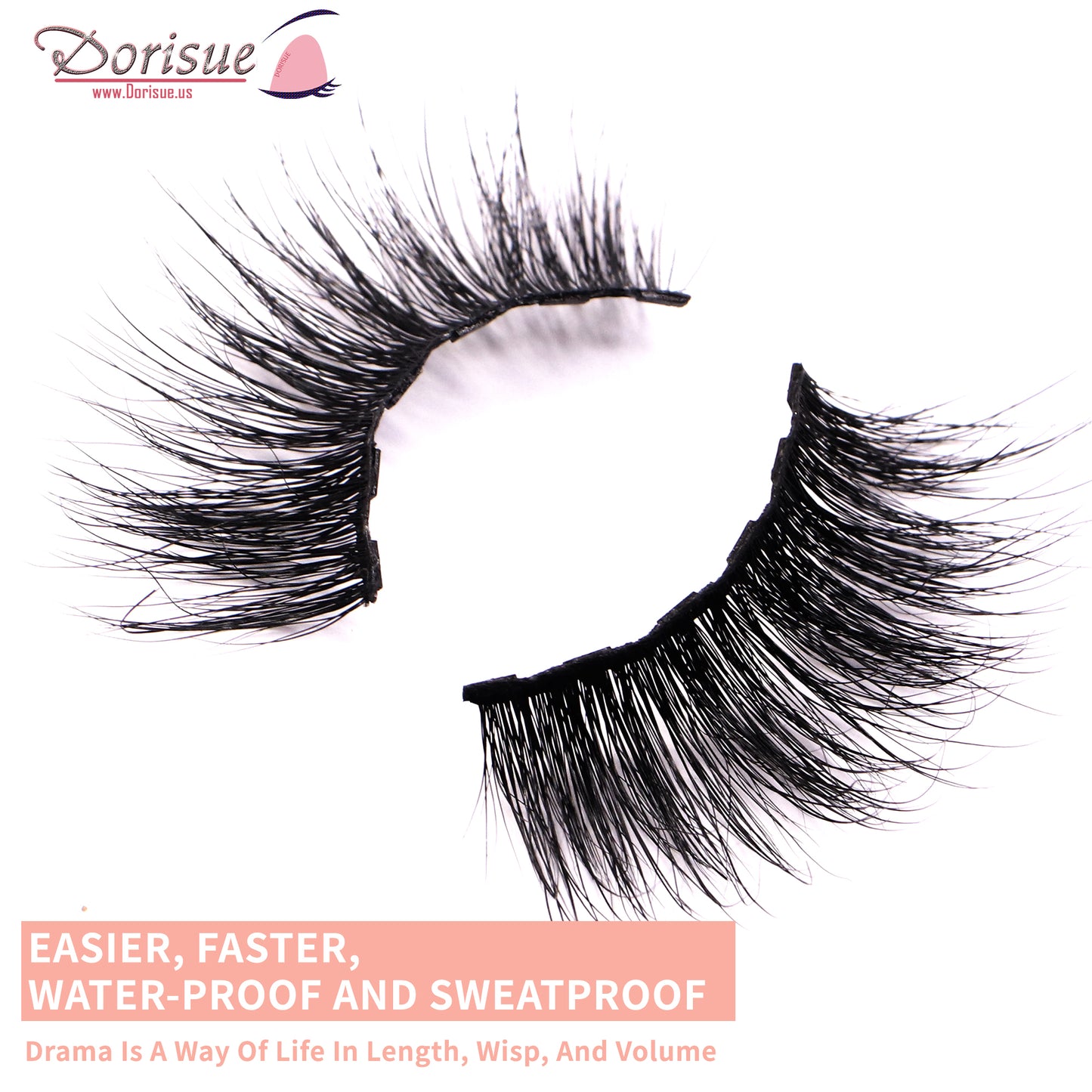 Dorisue Magnetic Eyelashes Lush Long & Round Sexy lashes 20mm 100% premium mink Reusable 40+ Flare shape Hight Quality magnetic lashes L2