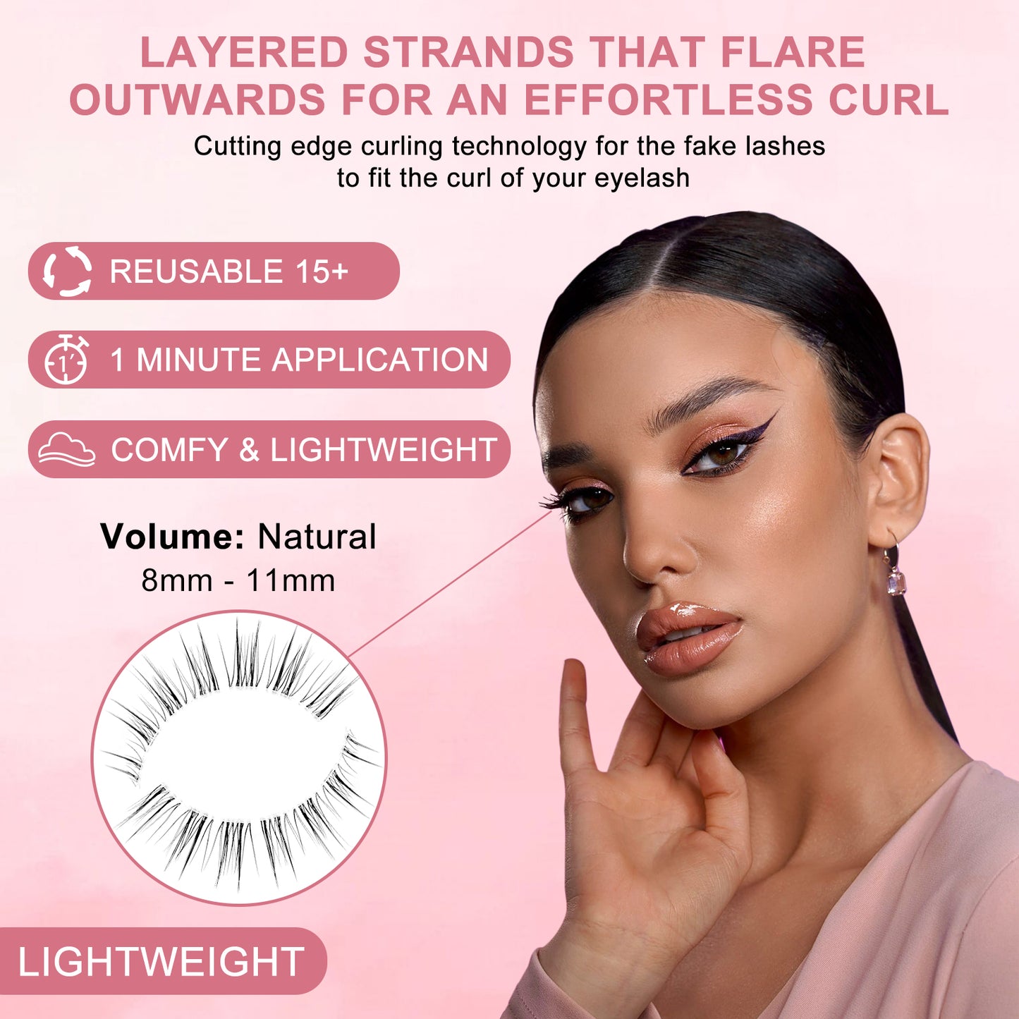 Ultra natural eyelashes soft wispy layers light gradual length and volume 3 pairs wispy lashes Q4