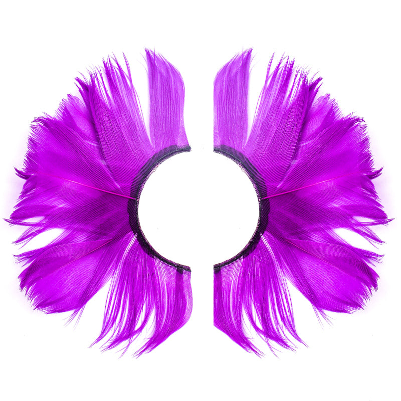 Dorisue Feathered EyelashesLight Purple for Christmas Party Cosplay Costume Dramatic Feather False Eyelashes Long Party Use 3D Fake Eye Lashes Handmade