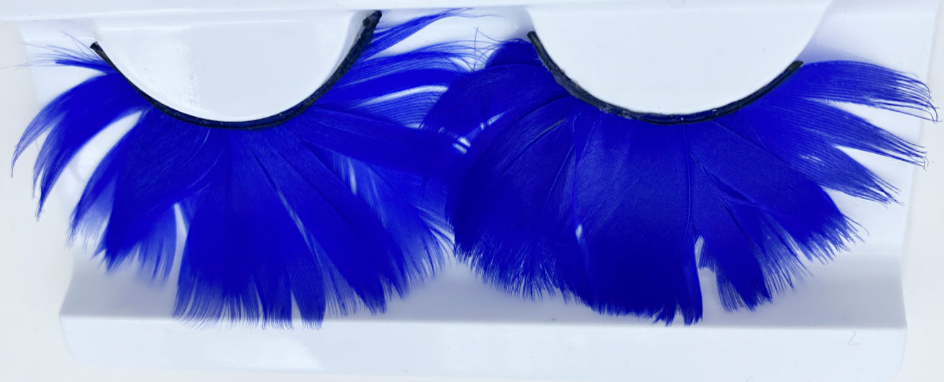 Dorisue Halloween Blue Eyelashes Long and Thick Exaggerated Feather eyelashes False Eyelashes Extension for Women Girls Cosplay Fancy Ball Halloween (Blue)