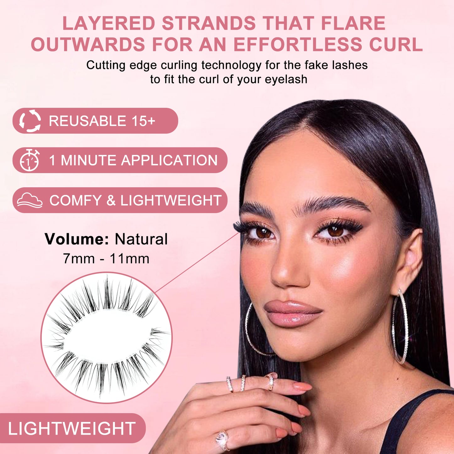 Wide eyed finish false eyelashes flexible soft band lightweight eyelashes 3 pairs short eyelashes Q2