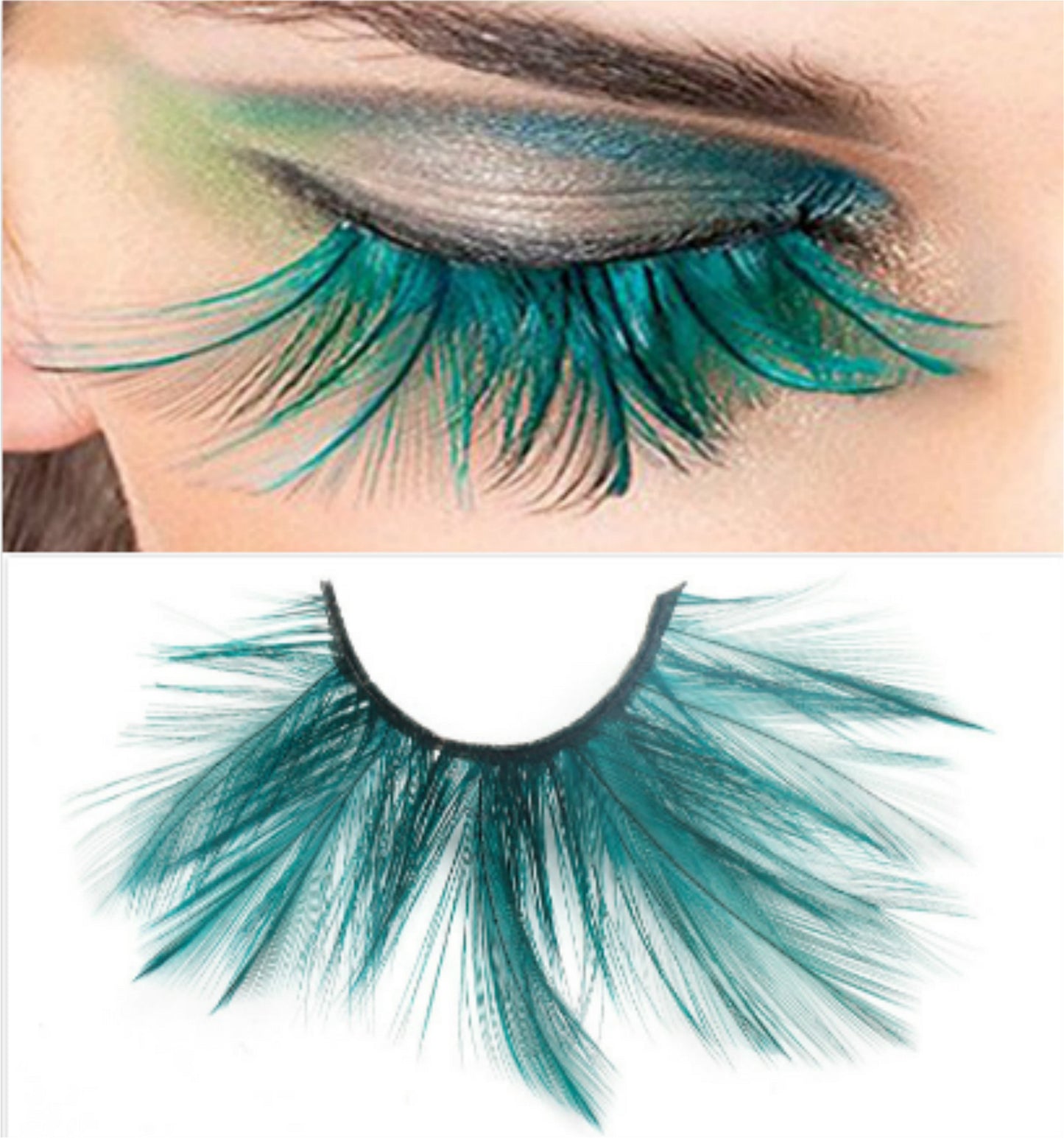 Dorisue Feather Eyelashes Green Spike — Enchanted Witch Cosplay False Lashes for Dark Fantasy, TikTok Alt Beauty, Alternative Fashion, Theatrical Events, Reusable (Green)