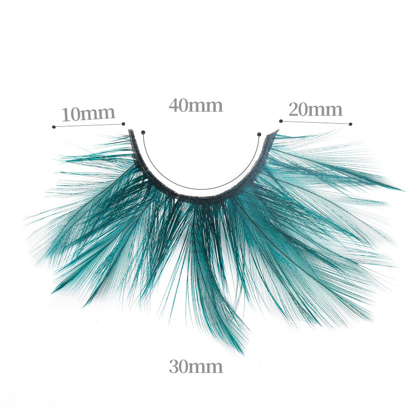Dorisue Feather Eyelashes Green Spike — Enchanted Witch Cosplay False Lashes for Dark Fantasy, TikTok Alt Beauty, Alternative Fashion, Theatrical Events, Reusable (Green)