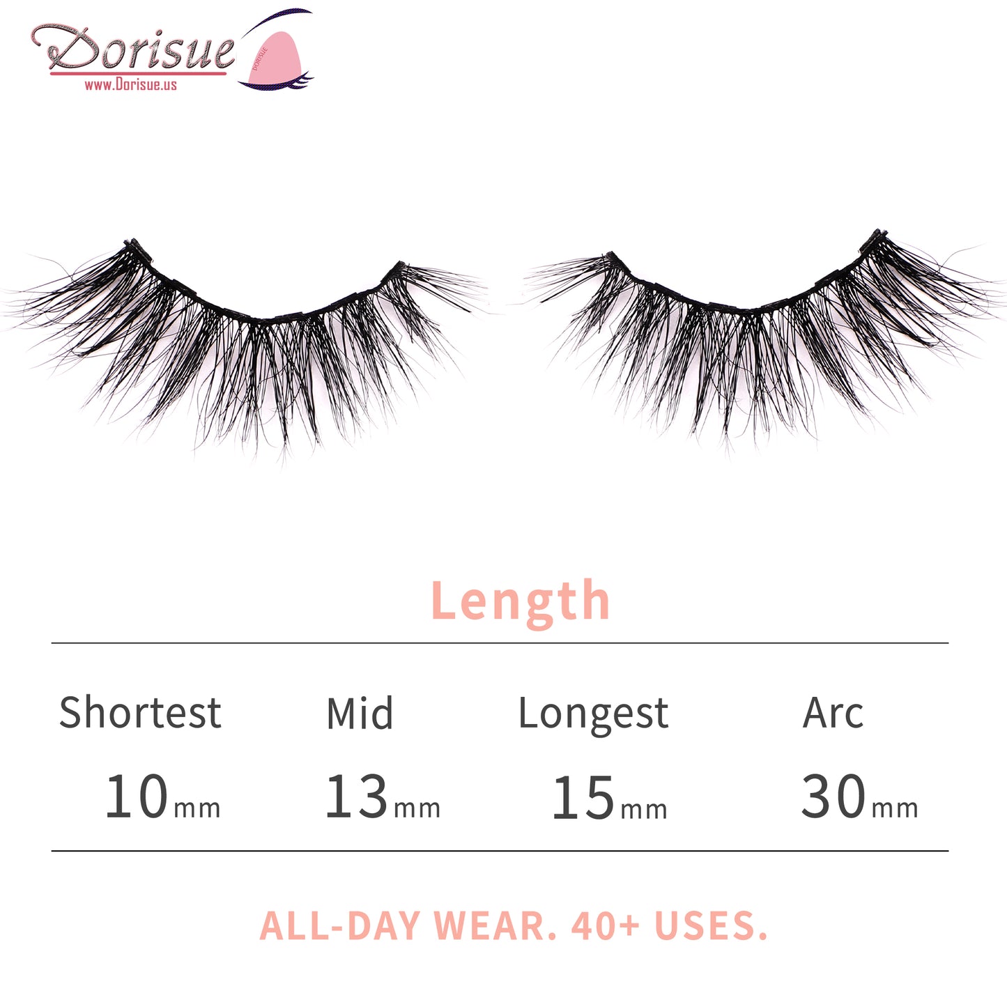 Dorisue Eyelashes Magnetic Medium Cat Eye 100% premium mink Reusable 40+ Flare shape Hight Quality magnetic lashes L1