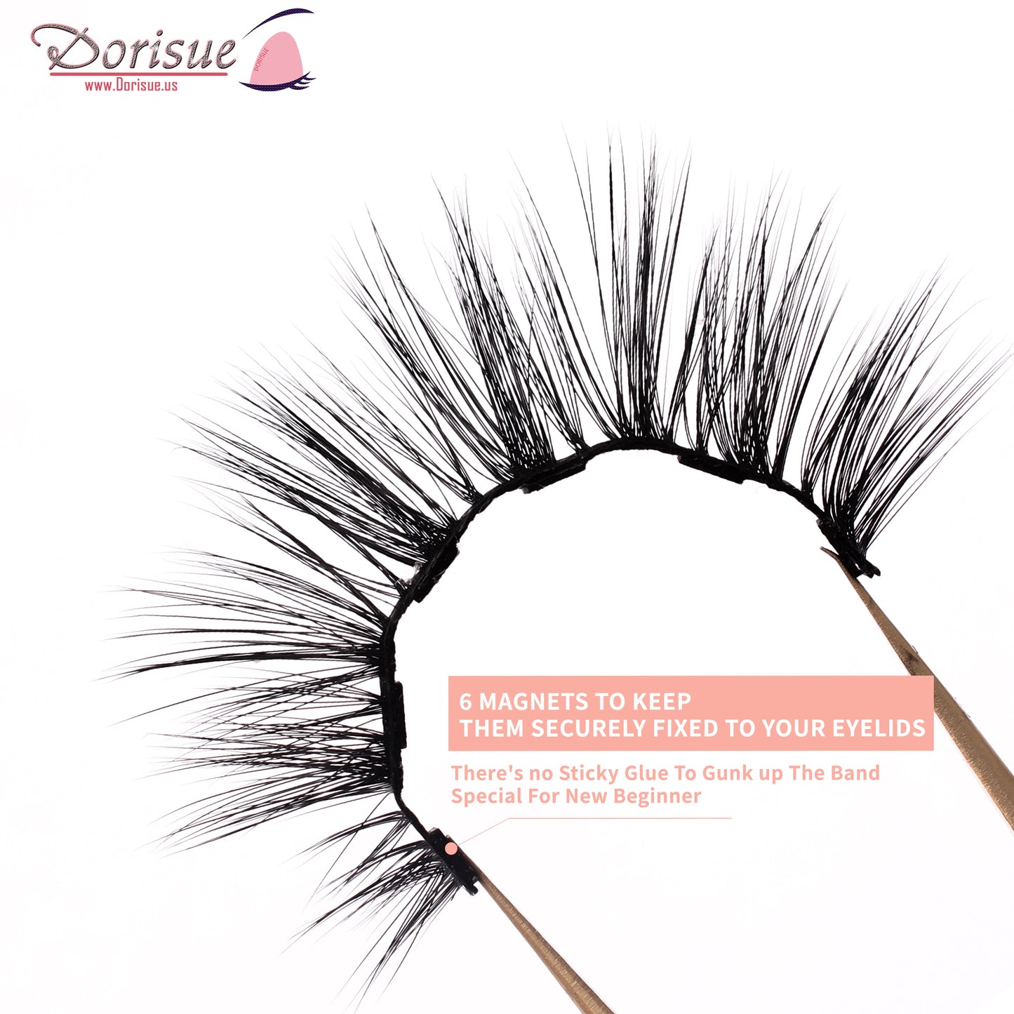 Dorisue Magnetic Wispy Eyelashes Cat Eye Mink Lashes with A Wide Awake Look Reusable 40+ Flare shape Hight Quality magnetic lashes