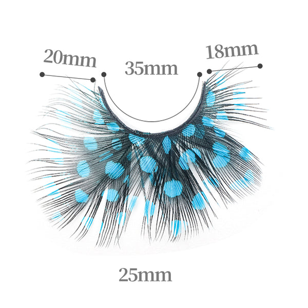 Dorisue Black WIth Blue Peacock Feather Lashes Extra extension Halloween Sexy Blue Feather Tip False Eyelashes Dance Halloween Colorful Costume p15