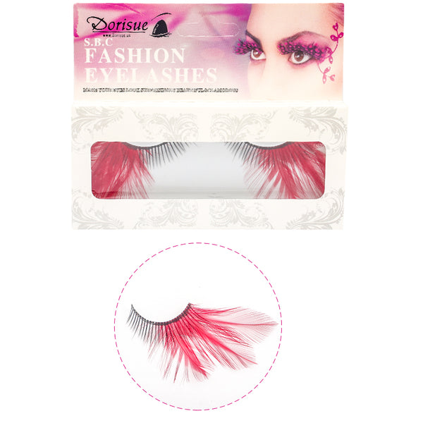 Dorisue Sexy Red feather lashes Red Flaire Halloween eyelashes Long Extra extension false eye Makeup Party Queen lover one pair P11