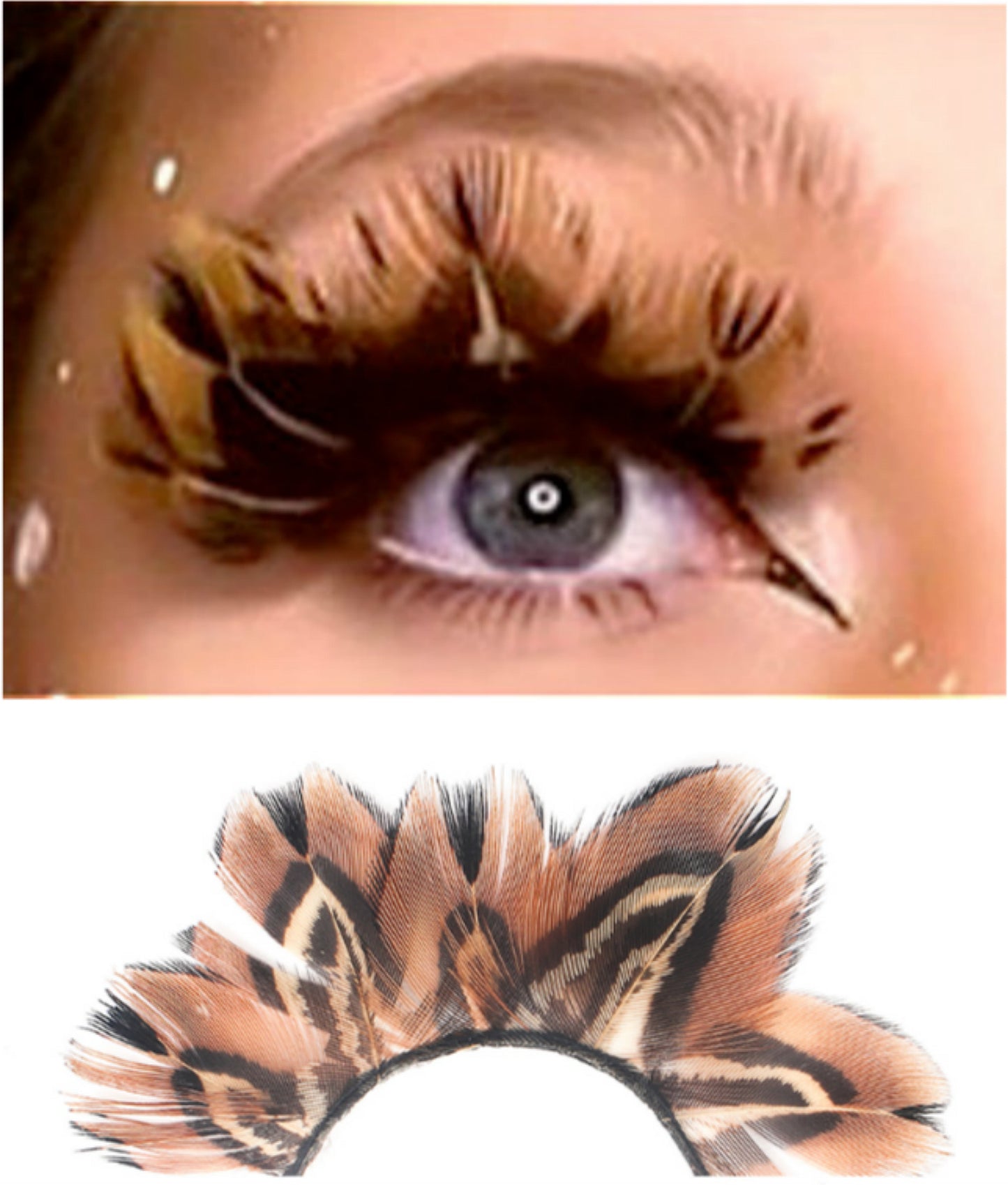 3D Sexy Tiger P6 Print Fake Eyelashes Handmade Feather Eyelash theatre show Dance Costume Halloween