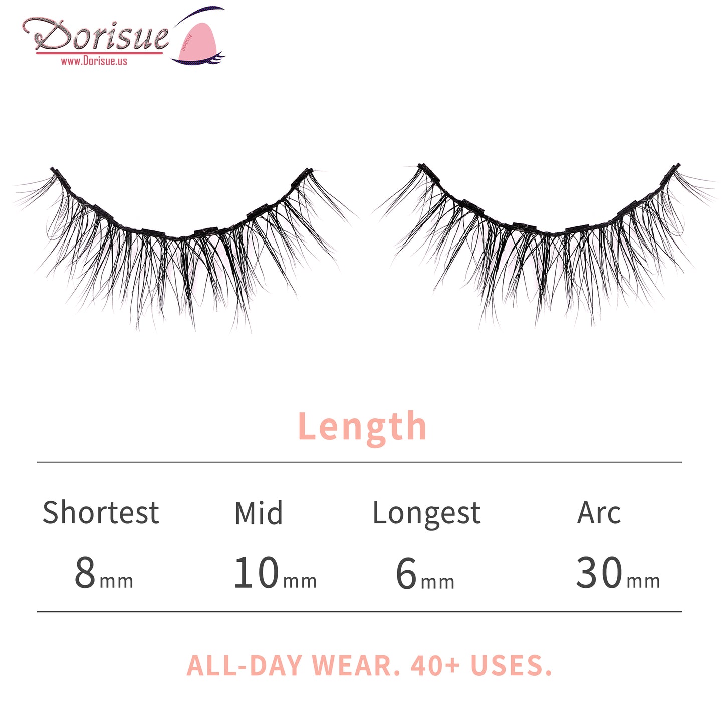 Dorisue Eyelashes Magnetic Short lashes 100% Premium Mink Reusable 40+ natural look Short round shape Hight Quality magnetic lashes L3
