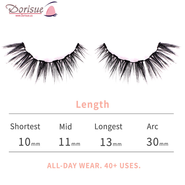 Dorisue Magnetic Wispy Eyelashes Cat Eye Mink Lashes with A Wide Awake Look Reusable 40+ Flare shape Hight Quality magnetic lashes