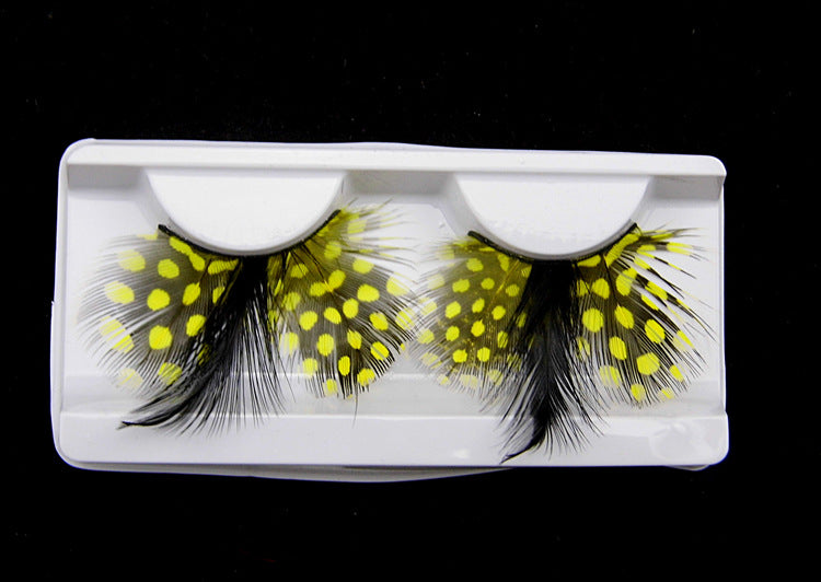 P13 Bee Peacock Style Feather Eyelashes Black with Yellow Point Volume lashes Extra extension Stage Halloween
