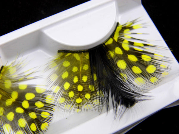 P13 Bee Peacock Style Feather Eyelashes Black with Yellow Point Volume lashes Extra extension Stage Halloween