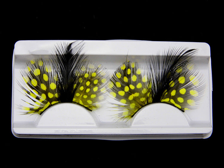P13 Bee Peacock Style Feather Eyelashes Black with Yellow Point Volume lashes Extra extension Stage Halloween