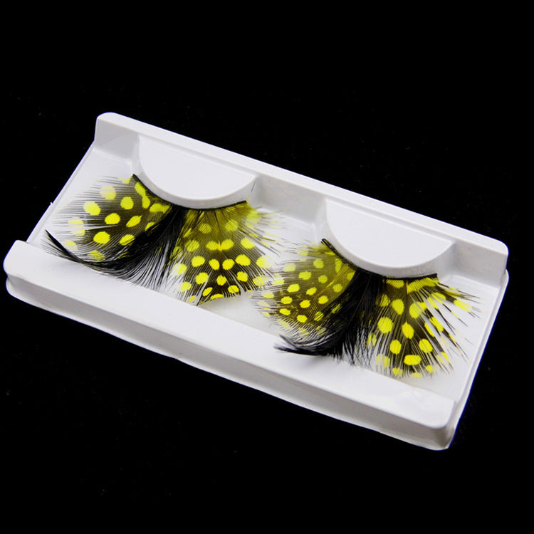 P13 Bee Peacock Style Feather Eyelashes Black with Yellow Point Volume lashes Extra extension Stage Halloween