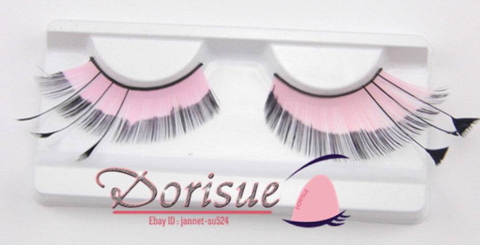 Dorisue Halloween Eyelashes Light Pink for eyelash extensions Goth Princess Pink Lash Kit Cosplay barbie doll Feather Lashes
