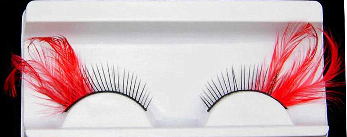 Dorisue Sexy Red feather lashes Red Flaire Halloween eyelashes Long Extra extension false eye Makeup Party Queen lover one pair P11