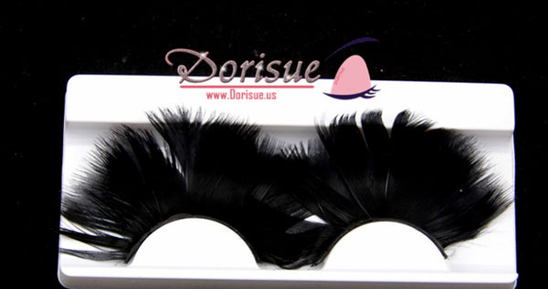 Dorisue Halloween eyelashes Black lashes Extra Big and long lashes Cosplay Black Dress Look Cosplay Dark lashes Feather eyelash