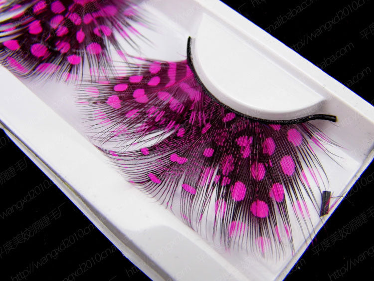 Dorisue Feather Eyelashes Pink Eyelashes With Peacock Butterfly Long Halloween Eyelashes Hot Pink Feather Eyelashes Mink Eyelashes Dramatic Costume eyelashes for Vegas Show Extra Extension fake feather lashes P10