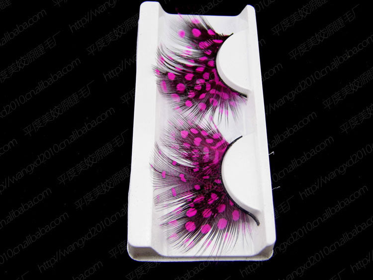 Dorisue Feather Eyelashes Pink Eyelashes With Peacock Butterfly Long Halloween Eyelashes Hot Pink Feather Eyelashes Mink Eyelashes Dramatic Costume eyelashes for Vegas Show Extra Extension fake feather lashes P10