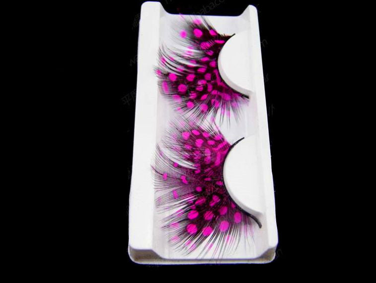 Feather Eyelashes Pink Eyelashes With Peacock Butterfly Long Halloween Eyelashes Hot Pink Feather Eyelashes Mink Eyelashes Dramatic Costume eyelashes for Vegas Show Extra Extension fake feathers p10