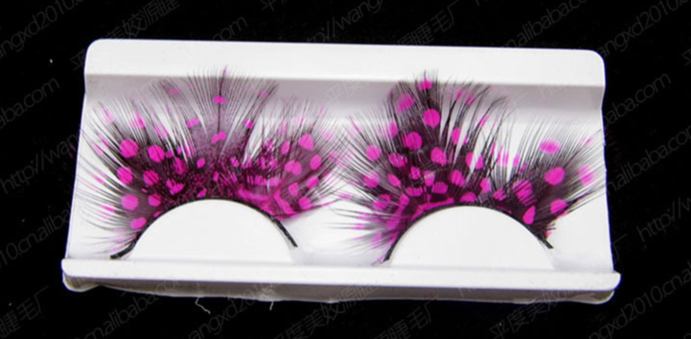 Dorisue Feather Eyelashes Pink Eyelashes With Peacock Butterfly Long Halloween Eyelashes Hot Pink Feather Eyelashes Mink Eyelashes Dramatic Costume eyelashes for Vegas Show Extra Extension fake feather lashes P10