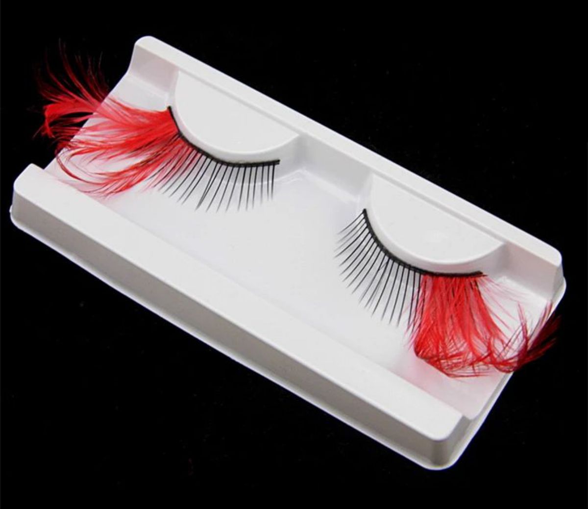 Dorisue Sexy Red feather lashes Red Flaire Halloween eyelashes Long Extra extension false eye Makeup Party Queen lover one pair P11