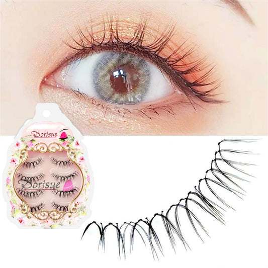 Dorisue V Shape Wispy lash Natural Short false eyelashes 3D Light Weight 4 eyelashes pack E6