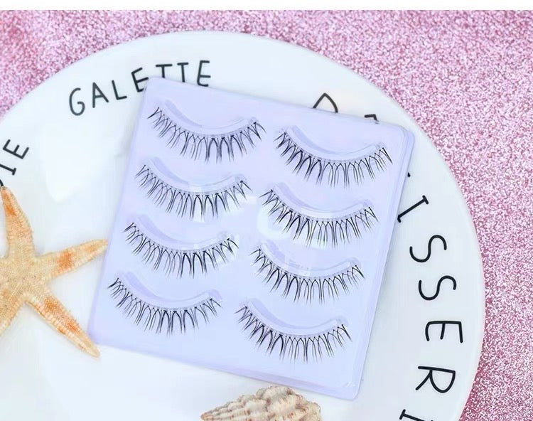 Dorisue Natural looking false eyelashes Short lashes Lightweight 4 eyelashes pack lashes pack