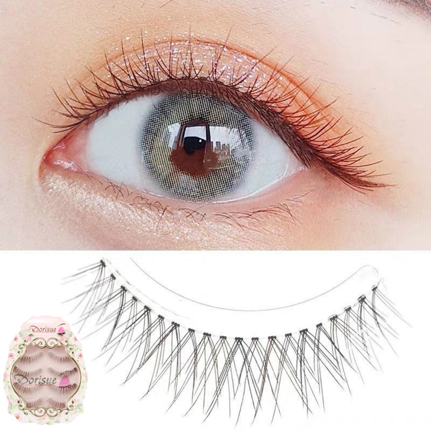 Dorisue 3D False Eyelashes Extensions Black and Brown Mink Lashes Strip Women's Lashes Handmade Soft 4 lashes pack