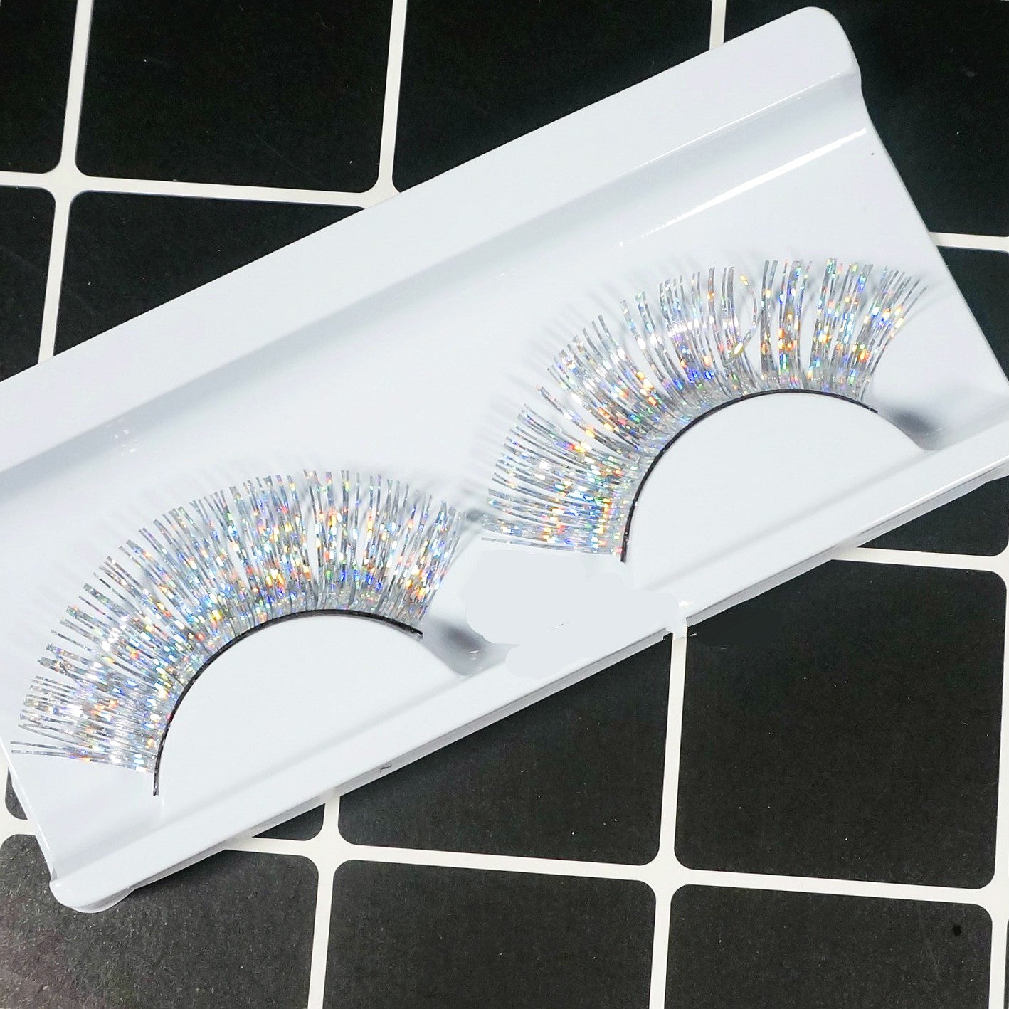 Dorisue Silver eyelashes Princess silver long colorful eyelashes Shiny Long and  silver-white  False Eyelashes Extension for Women Girls Halloween eyelashes silver P24