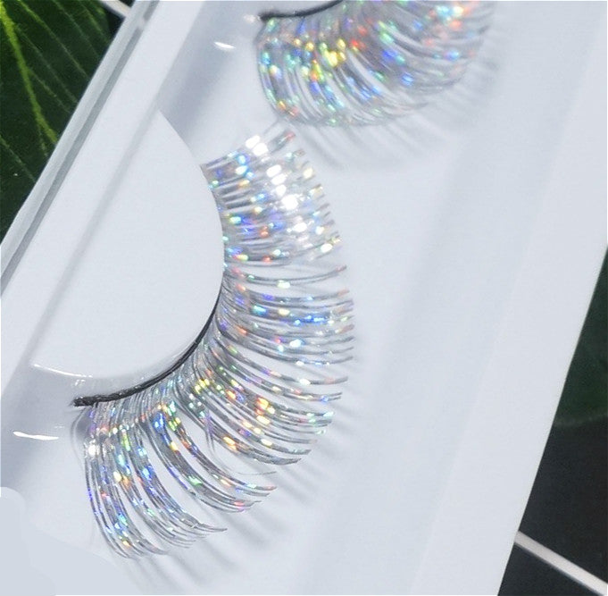 Dorisue Silver eyelashes Princess silver long colorful eyelashes Shiny Long and  silver-white  False Eyelashes Extension for Women Girls Halloween eyelashes silver P24