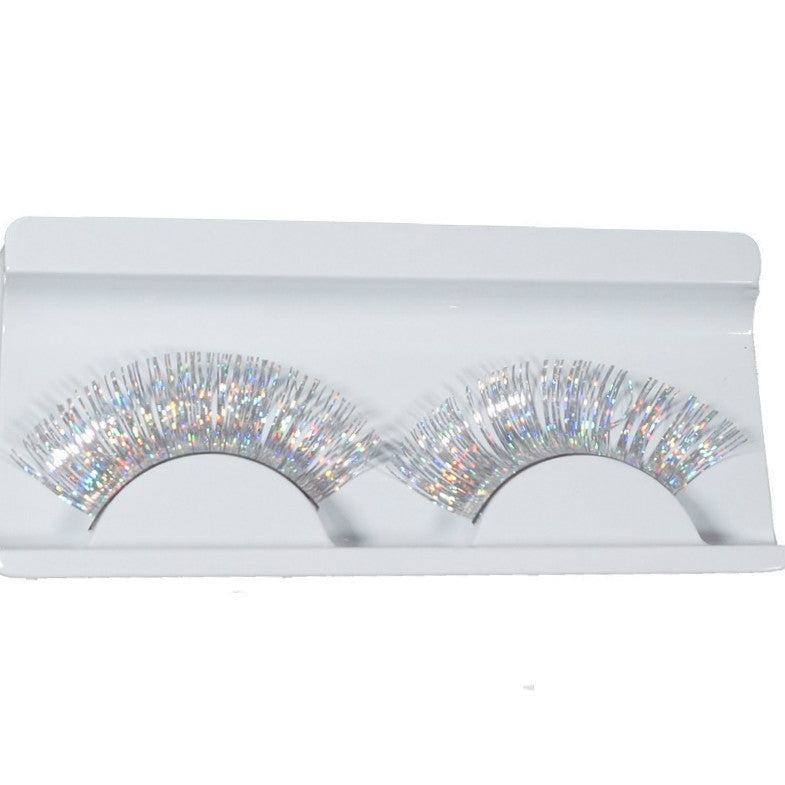 Dorisue Silver eyelashes Princess silver long colorful eyelashes Shiny Long and  silver-white  False Eyelashes Extension for Women Girls Halloween eyelashes silver P24