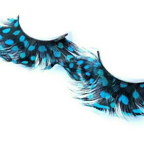 Dorisue Black WIth Blue Peacock Feather Lashes Extra extension Halloween Sexy Blue Feather Tip False Eyelashes Dance Halloween Colorful Costume p15