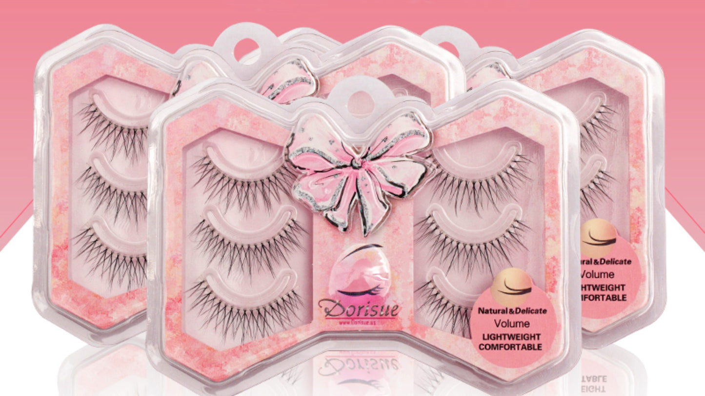 Dorisue Natural eyelash hooded eyes natual look thin and short 3 pairs lashes Q7