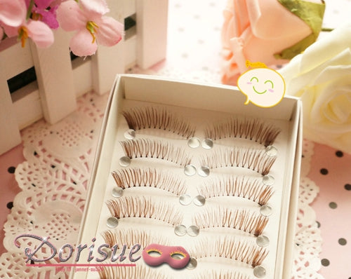 (5B)Dorisue Natural false eyelashes Brown Eyelashes 3D Light Color False Eyelashes Short Handmade lashes wispies Natural False Eyelashes Eye Makeup Fake Eyelashes 5 Pairs eyelashes pack