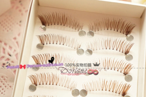 (5B)Dorisue Natural false eyelashes Brown Eyelashes 3D Light Color False Eyelashes Short Handmade lashes wispies Natural False Eyelashes Eye Makeup Fake Eyelashes 5 Pairs eyelashes pack