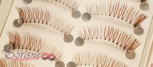 (5B)Dorisue Natural false eyelashes Brown Eyelashes 3D Light Color False Eyelashes Short Handmade lashes wispies Natural False Eyelashes Eye Makeup Fake Eyelashes 5 Pairs eyelashes pack
