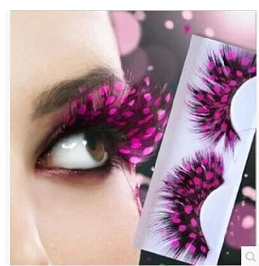 Dorisue Feather Eyelashes Pink Eyelashes With Peacock Butterfly Long Halloween Eyelashes Hot Pink Feather Eyelashes Mink Eyelashes Dramatic Costume eyelashes for Vegas Show Extra Extension fake feather lashes P10