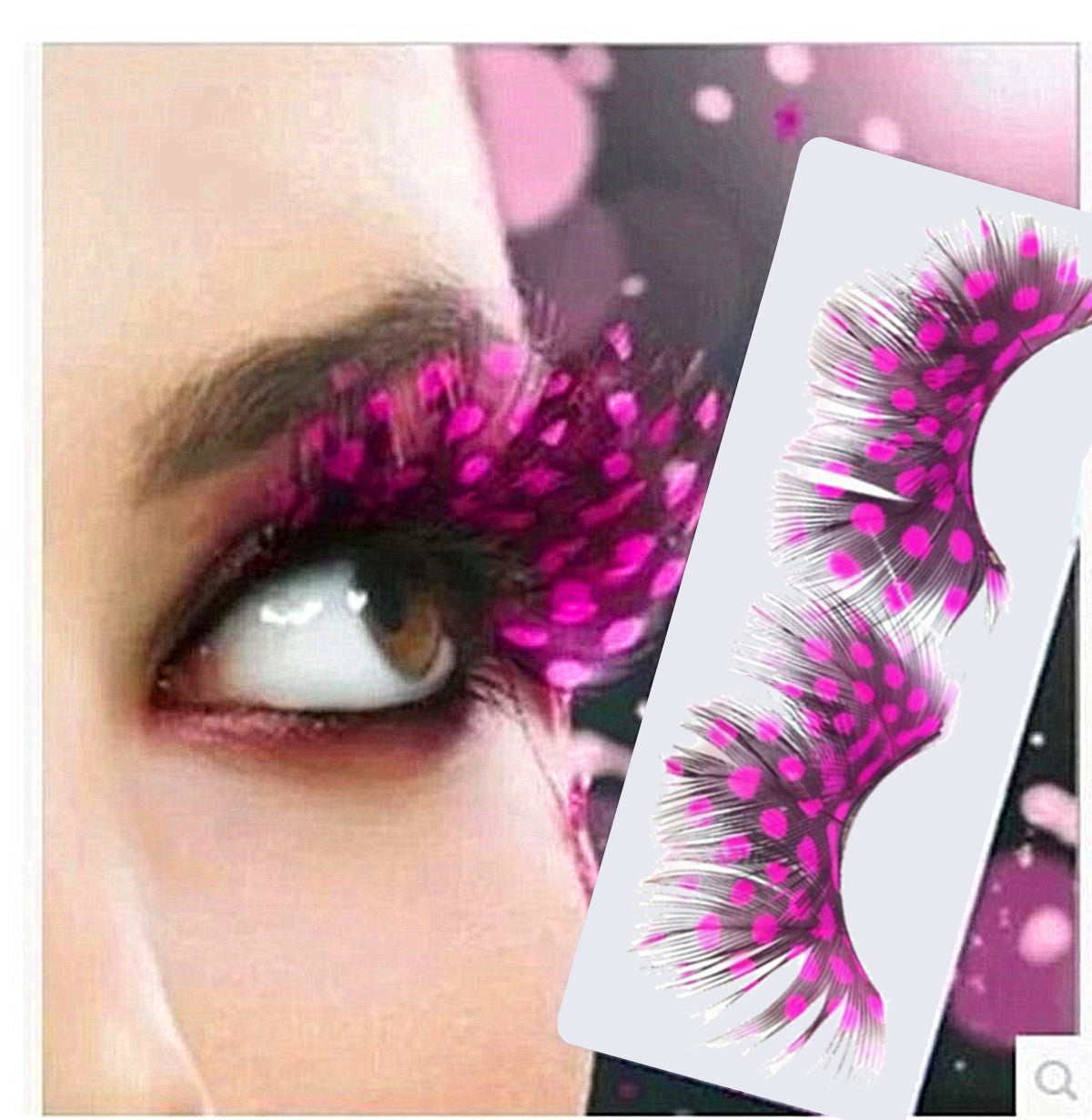 Feather Eyelashes Pink Eyelashes With Peacock Butterfly Long Halloween Eyelashes Hot Pink Feather Eyelashes Mink Eyelashes Dramatic Costume eyelashes for Vegas Show Extra Extension fake feathers p10