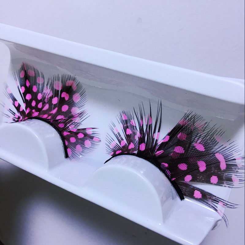Feather Eyelashes Pink Eyelashes With Peacock Butterfly Long Halloween Eyelashes Hot Pink Feather Eyelashes Mink Eyelashes Dramatic Costume eyelashes for Vegas Show Extra Extension fake feathers p10