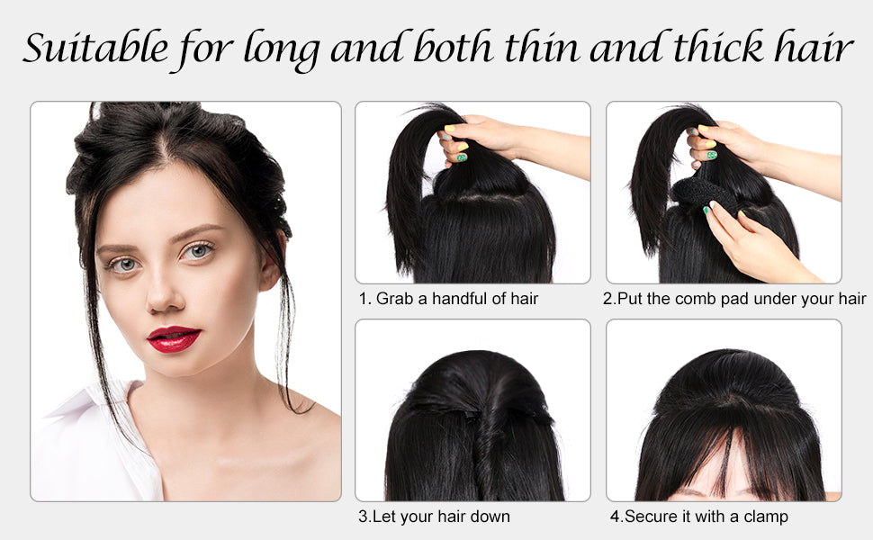 Bang Hair Lift Volume Styling Making Tool Bump Up Insert Tool Hair Comb 2 pc Black and Brown