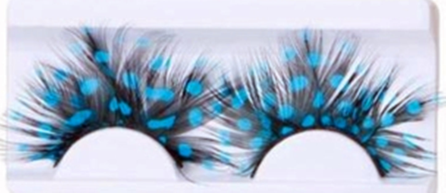 Dorisue Black WIth Blue Peacock Feather Lashes Extra extension Halloween Sexy Blue Feather Tip False Eyelashes Dance Halloween Colorful Costume p15