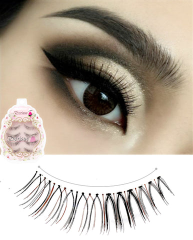 Women E5 Light fluttery mini False Lashes Black and Brown Wispy attention-grabbing look lashes 4 lashes Pack