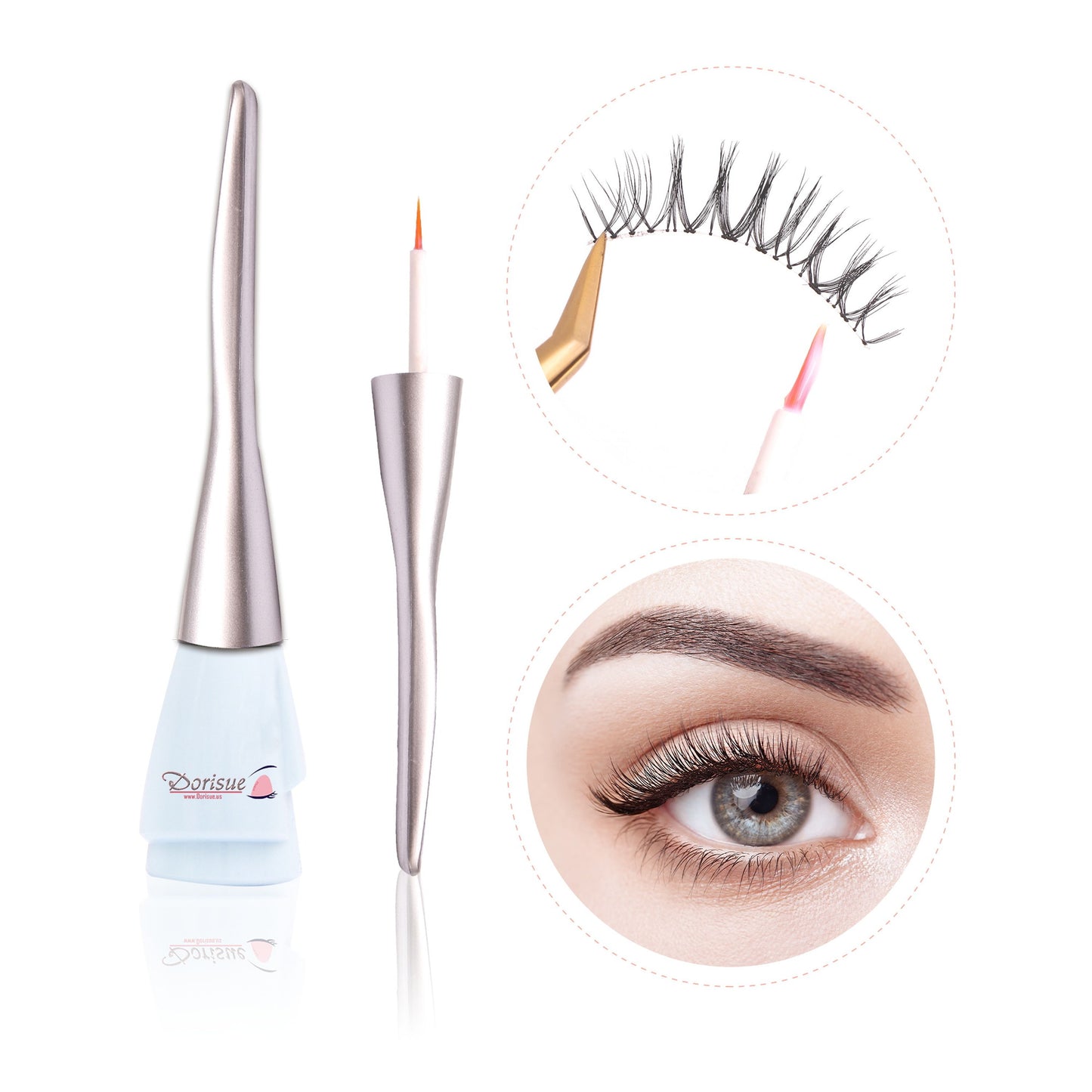 Dorisue Pro Strong Hold Water-Proof False Eyelashes Glue Hypoallergenic Adhesive Best Glue for Sensitive eyes Long-Lasting Lash Glue Clear (Clear)